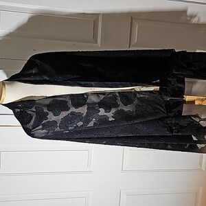 RIMA, large black scarf with fringe.  Fish design. 100% Terivoile. Machine wash.